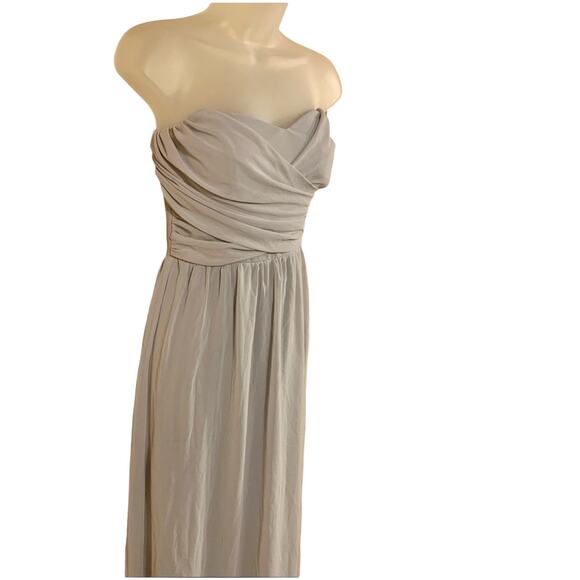 Lulu's Moonlight Serenade Gray Strapless Maxi Chiffon Dress Size M Formal - Picture 5 of 13